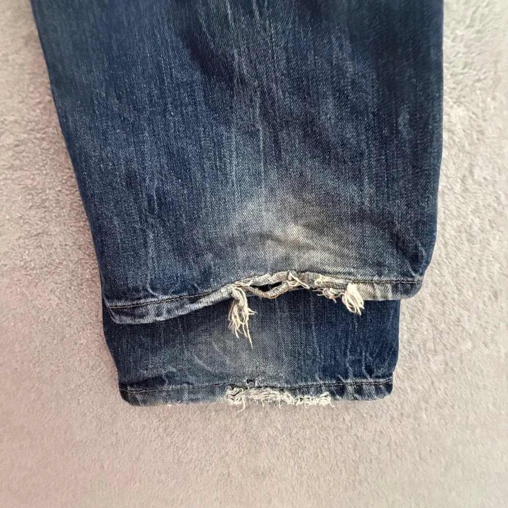 Diesel Viker Mens Jeans 36x32 Straight Leg Distressed Blue Wash 008B9 Button Fly